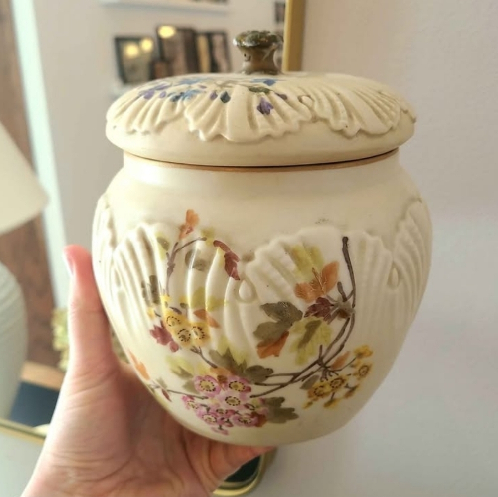 ANTIQUE floral canister
